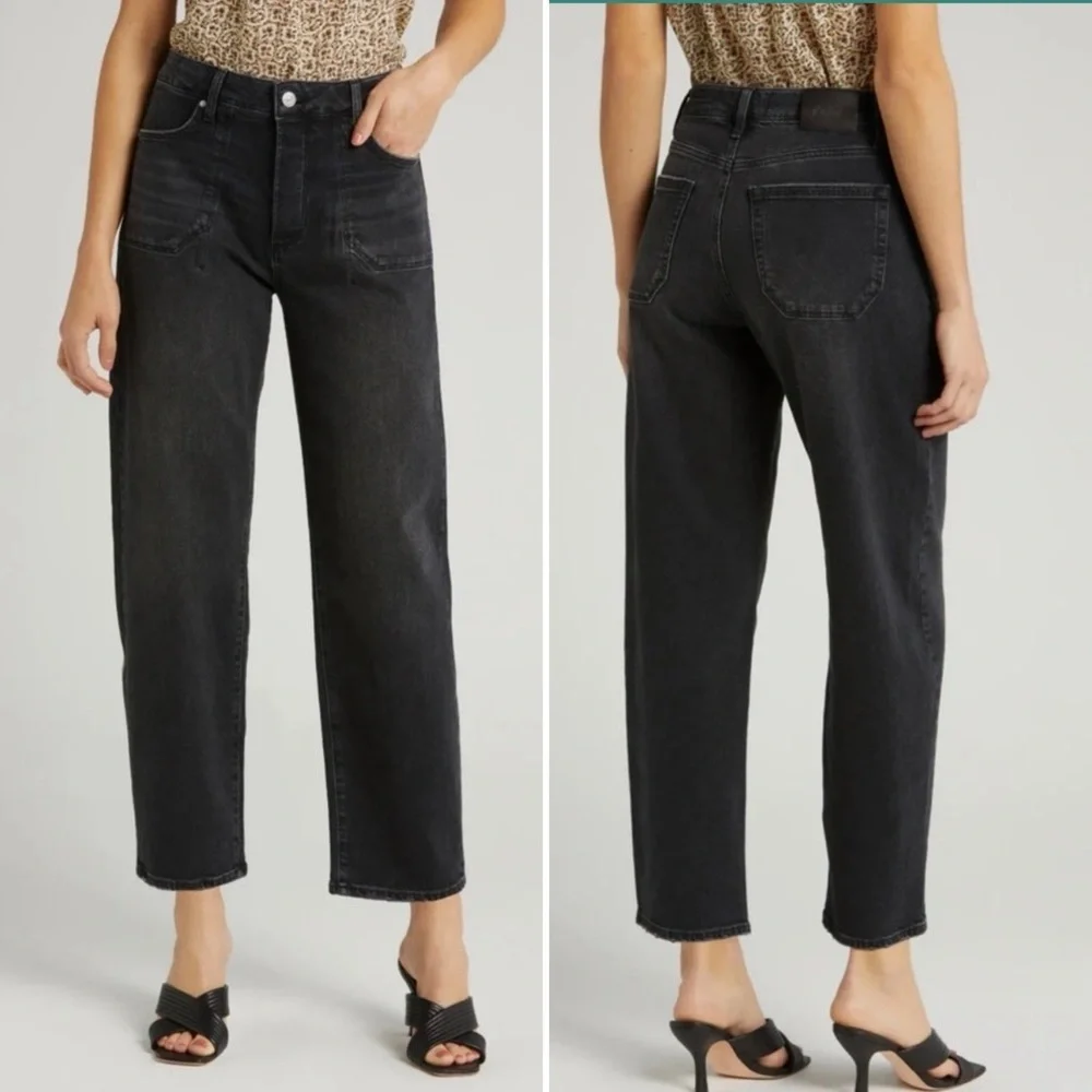 Paige Alexis Barrel Jeans 31 Viper Black Denim Minimalist Chic Classic Designer